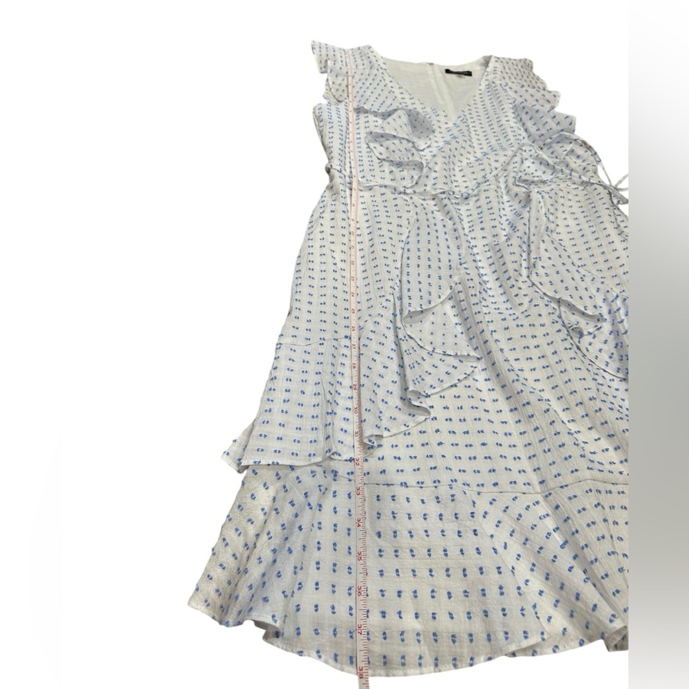 Tommy Hilfiger White and Blue Ruffled Sleeveless Dress - Picture 4 of 16